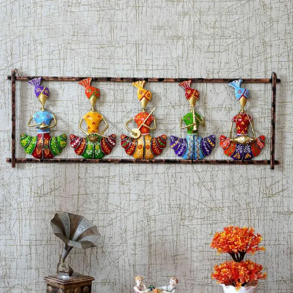 Iron 5 Sardar Musician Wall Hanging in Multicolour By Craft Tree