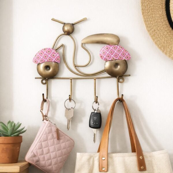 Craft Tree Metal handpainted Scooter Key Holder in pink color