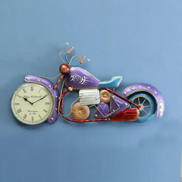 Metal Blue Colour Bike Wall Clock By Craft Tree/10'' Bike Clock