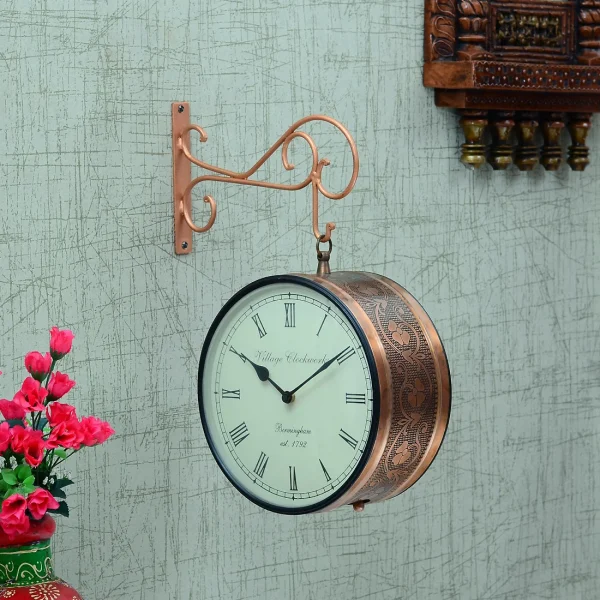 Copper Metal Railway Clock by Craft Tree