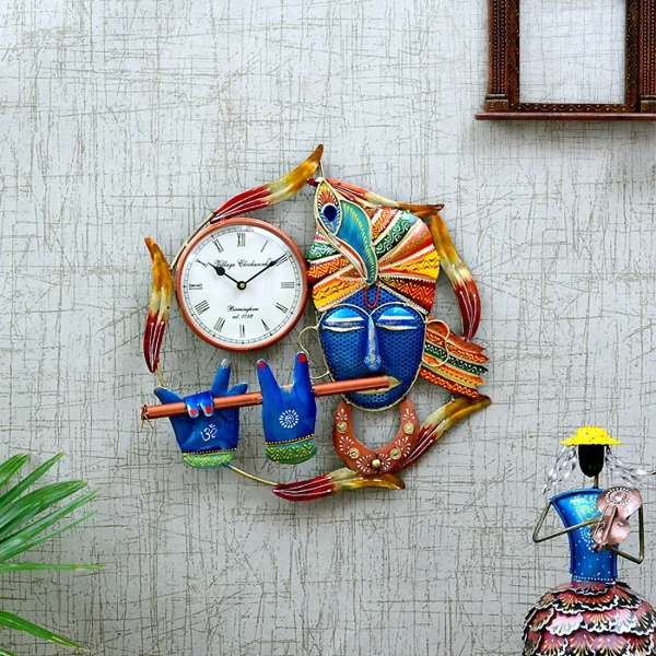 Blue Metal Analog Wall Clock by Craft Tree/Blue Krishna Clock