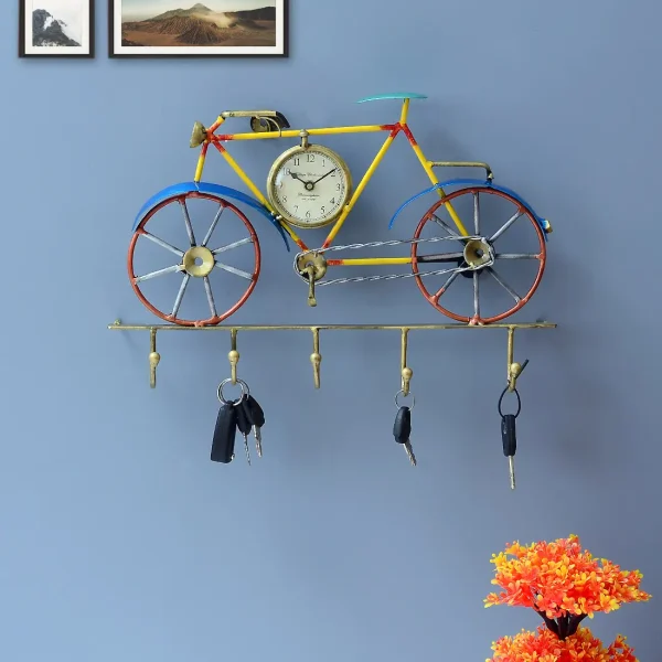 Craft Tree Iron Cycle Key Holder With Clock