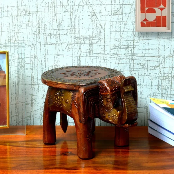 Handpainted Elephant Stool By Craft Tree