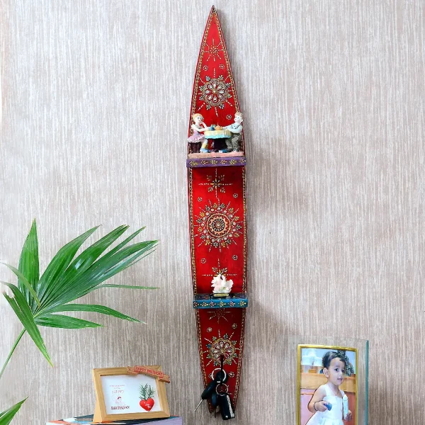 MDF 36 x 5 Inch Handpainted Shelf with Key Holder