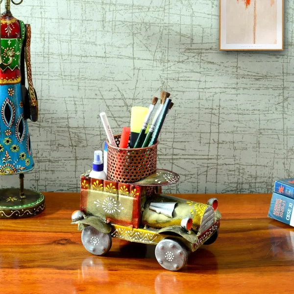 Kave (Set of 1) Iron Decorative Jeep Pen Stand by Craft Tree