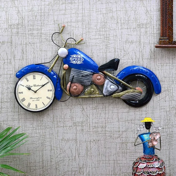 Blue Metal Analog Wall Clock by Craft Tree/8'' Bike Clock Blue