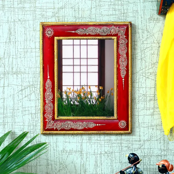 MDF 12 x 16 Inch Hand Painted Framed Rectangle Mirror by Craft Tree