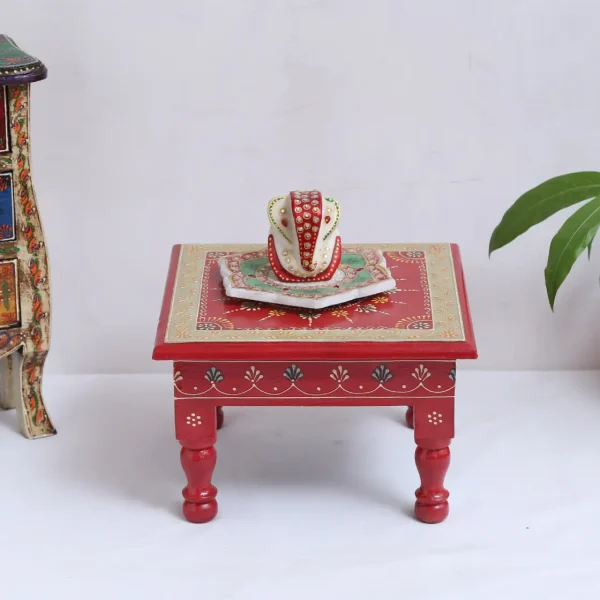 Multicolour Wood and Mdf Painted Chowkie by Craft Tree