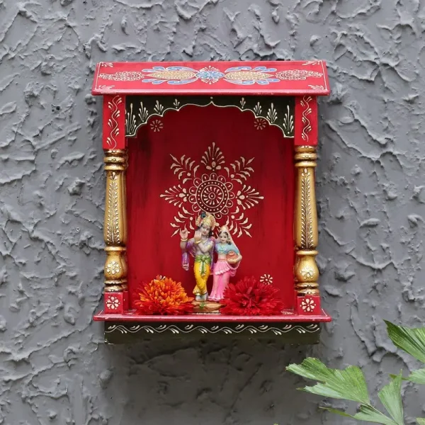 Multicolour Wooden Pooja Mandir Without Door By Craft Tree