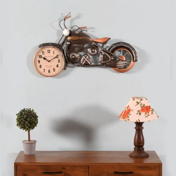 Golden Metal Jawa 8'' Dial Bike Wall Clock by Craft Tree