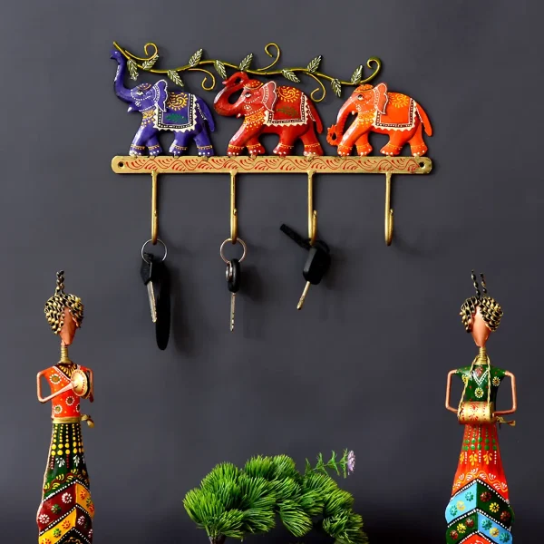 Craft Tree Iron Multicolour Elephant With key Holder