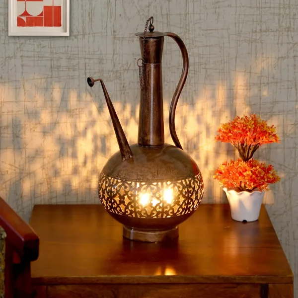 Antique Copper Polished Surai Diya Candle Lantern by Craft Tree