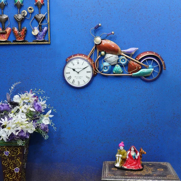 Red Metal Motorcycle Wall Clock by Craft Tre