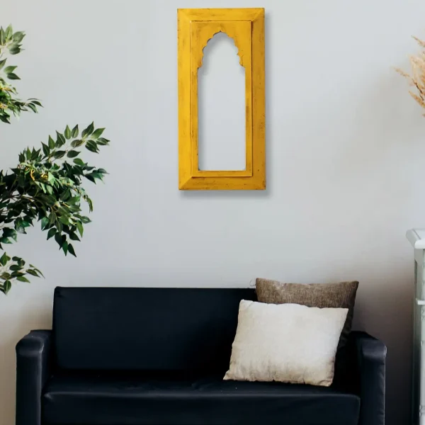Mdf Wall Hanging Carving Frame in Yellow Colour by Craft Tree( Inner Size L6*H17 Inch)