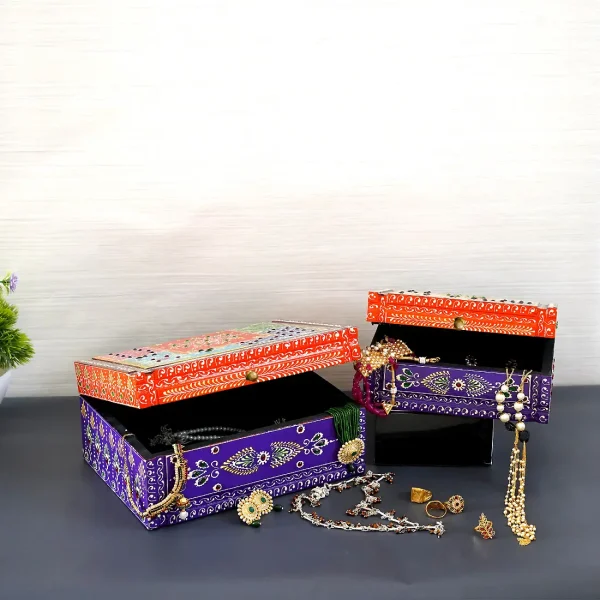 Multicolour MDF Handpainted Trinket Box Set of 2 by Craft Tree