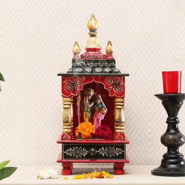 Multicolour Wooden Pooja Mandir Without Door By Craft Tree