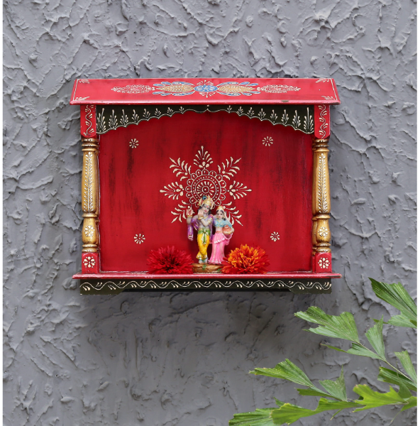 Wooden Red Colour Big Hut Temple Craft Tree