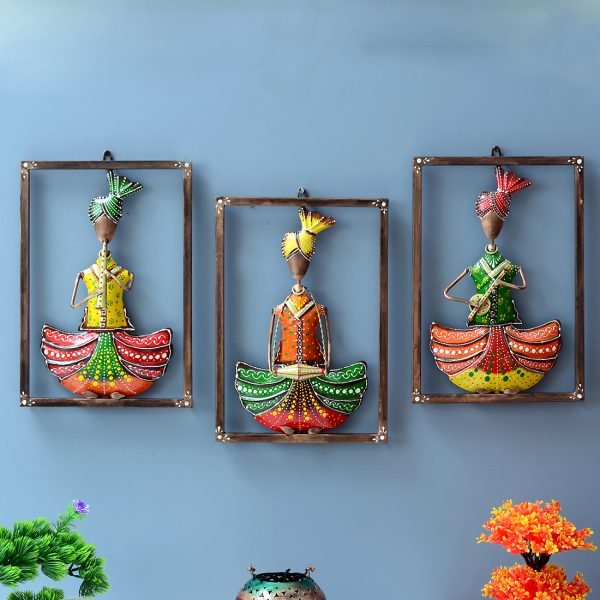 Metal Handpainted Set of 3 Musician Wall Hanging Art Showpiece By Craft Tree