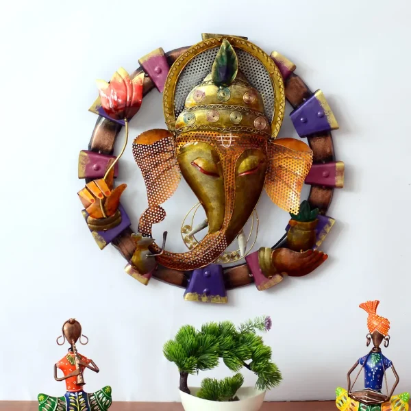 Metal Handpainted Lord Ganesha Wall Hanging Art By Craft Tree