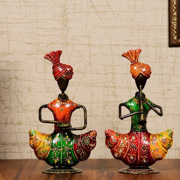 Red Musicians (Set of 2) Iron Human Figurine Showpiece by Craft Tree