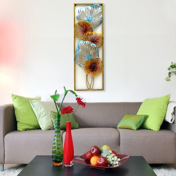 Metal Rectangle Floral Handpainting Wall Hanging Showpiece By Craft Tree