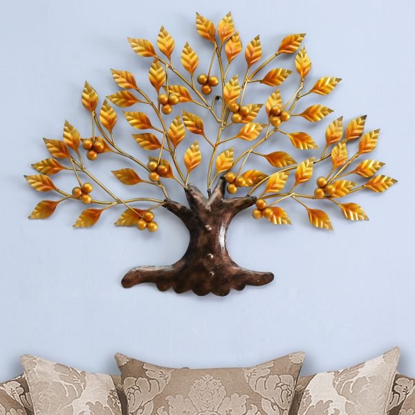 Metal Golden Grapes Tree Wall Hanging Showpiece By Craft Tree