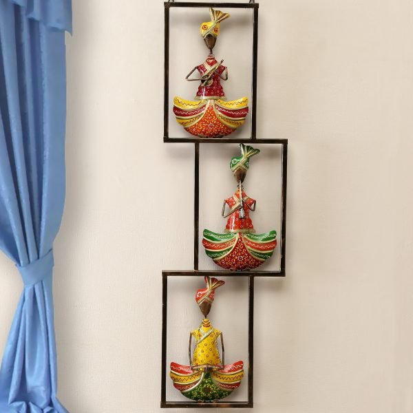 Metal Zig Zak 3 Sardar Frame Wall Hanging In Multicolour By Craft Tree