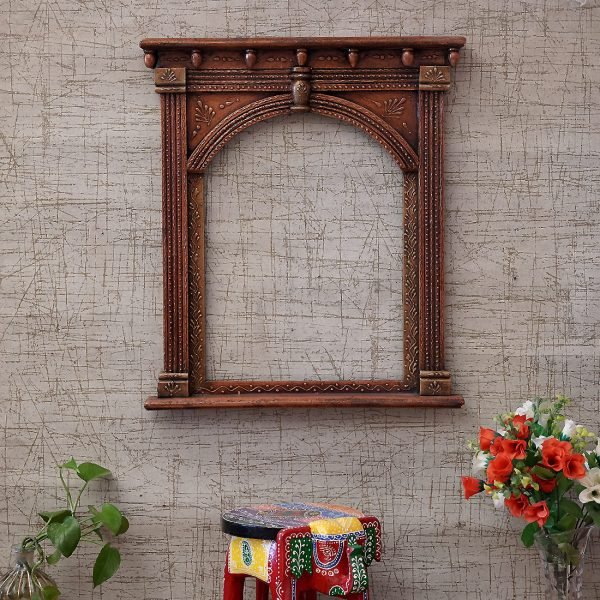Craft Tree Wooden Handpainted Decorative Wall Hanging 18*21 Frame Jharokha in Copper Finish